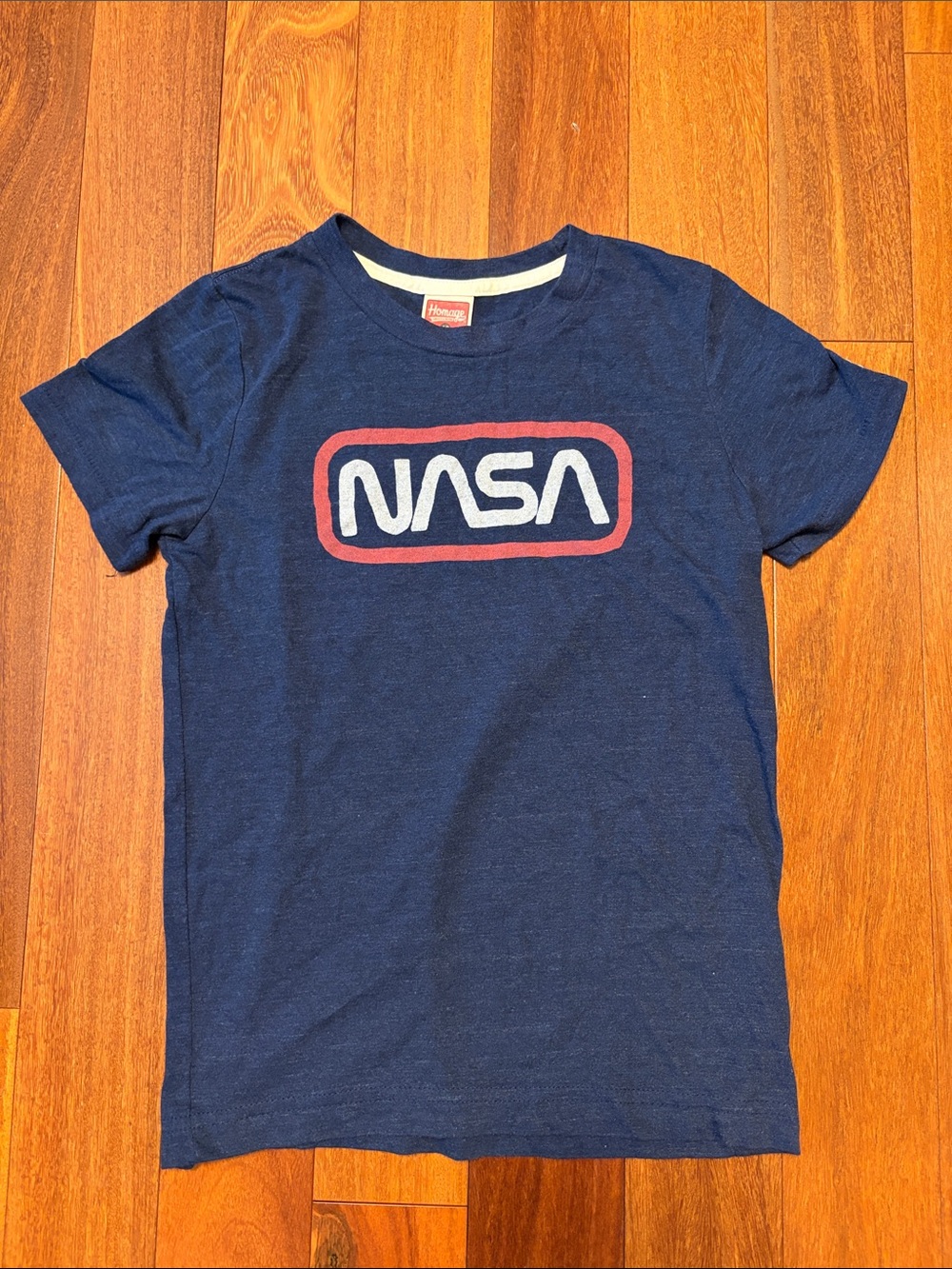 HOMAGE Navy Kids NASA Logo Tee with Red Accent